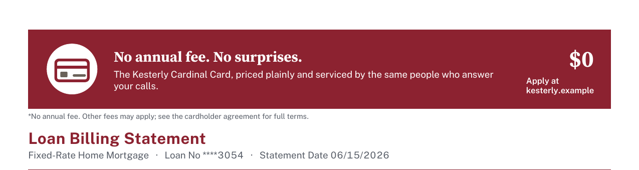 Message area at the top of a loan billing statement